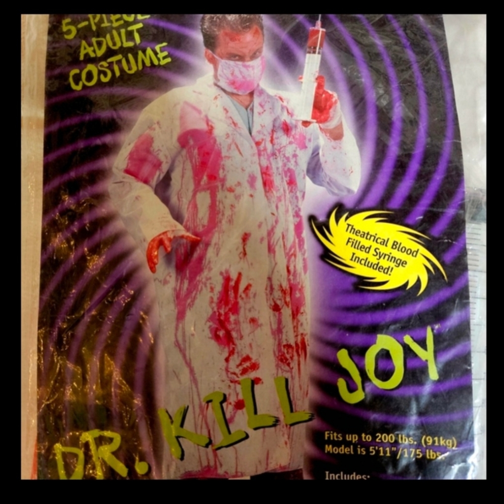 FUN WORLD Adult Dr Kill Joy Blood Stained Lab Coat Gory Horror Costume